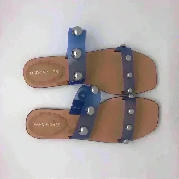 Marc Fisher Blue Clear Studs Sandals Sz 8 - Picture 5 of 11